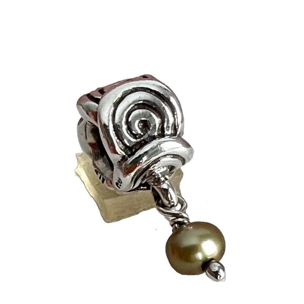 Pandora S925 OXY SWIRL W/GREEN PEARL Dangle Charm 790281GRP Authentic - Retired